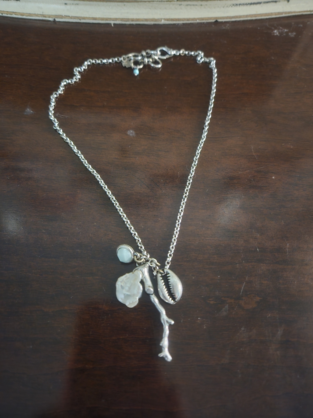 Lucky Brand Silver Sea Charm Necklace with Shell